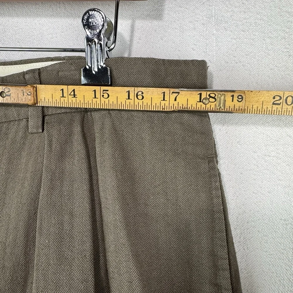 Vtg Polo Ralph Lauren Fits 36x32 Tan Herringbone Pleated Cuffed Dress Pants